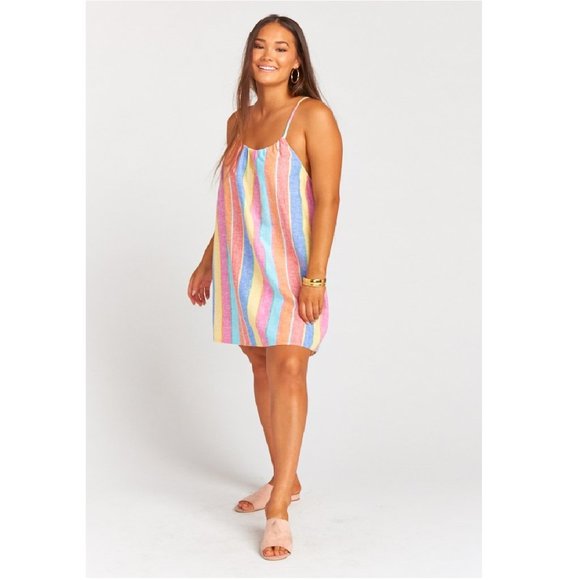 NWT SHOW ME YOUR MUMU Carlotta Dress in Rainbow,XS - Picture 3 of 6